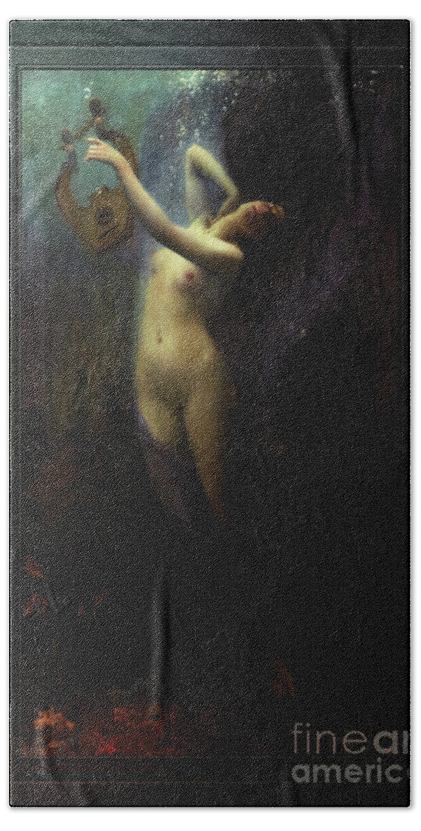 Ocean Deep Bath Towel featuring the painting Death of Sappho by Charles Amable Lenoir Old Master Reproduction by Rolando Burbon