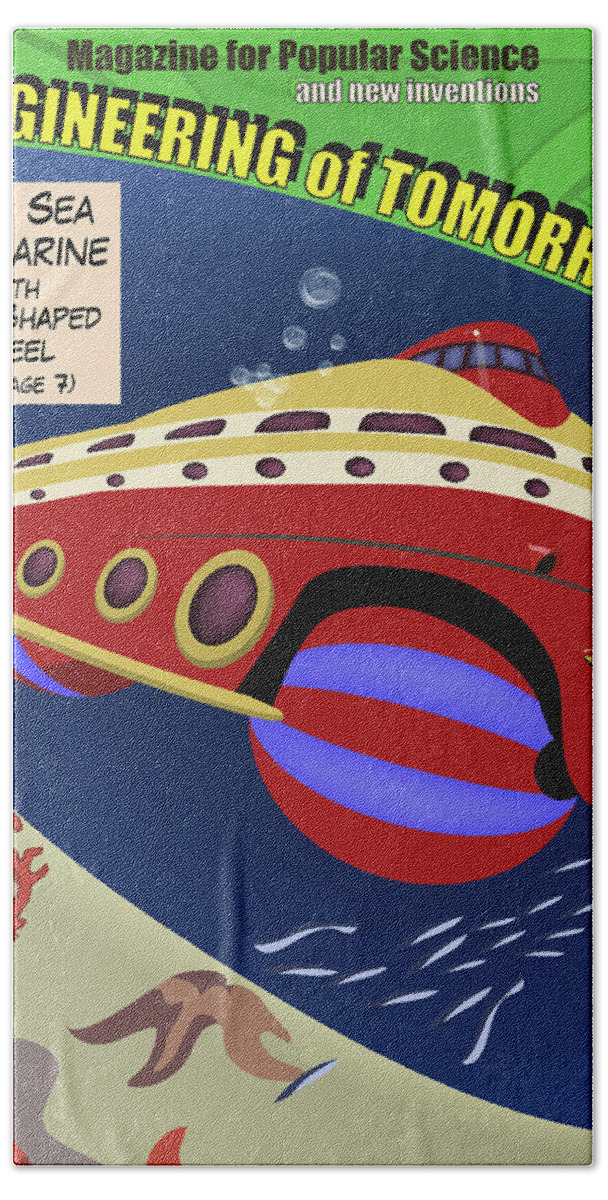 Deep Bath Towel featuring the digital art Deep Sea Submarine by Long Shot