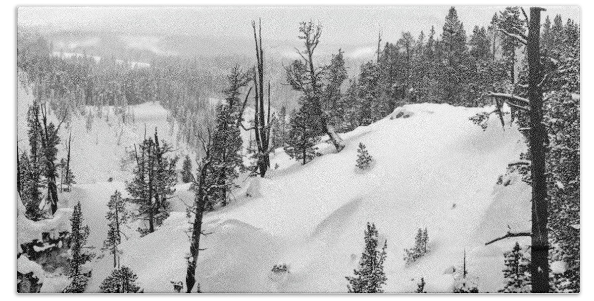 Frame Bath Towel featuring the photograph Deep Snow in the Back Country by Greg Sigrist