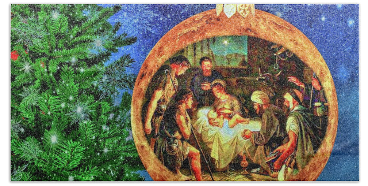 Manger Bath Towel featuring the digital art The First Christmas by Norman Brule