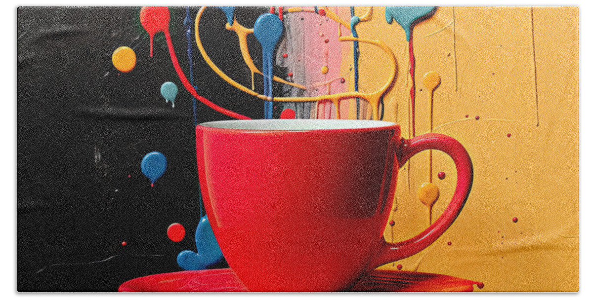 Red Cup Bath Towel featuring the digital art Delight to the Senses by Lourry Legarde