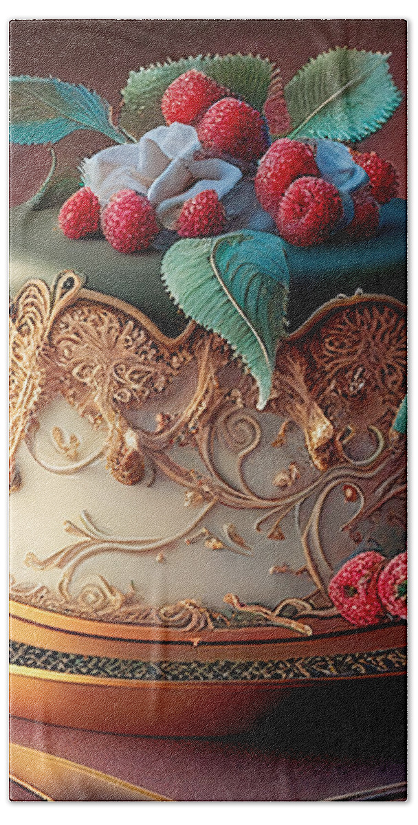Decadent Cake Hand Towel featuring the painting Delphine's Bakery IX by Mindy Sommers