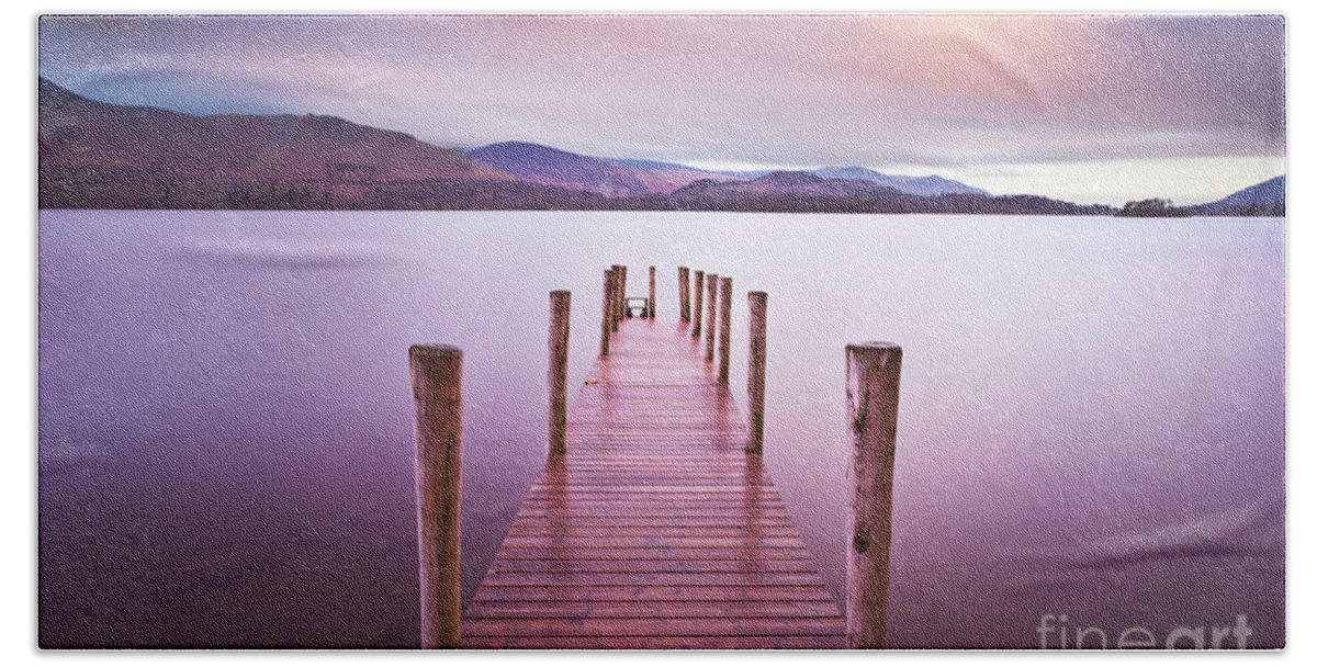 Derwent Water Bath Towel featuring the photograph Derwent water jetty, Lake District, England by Neale And Judith Clark