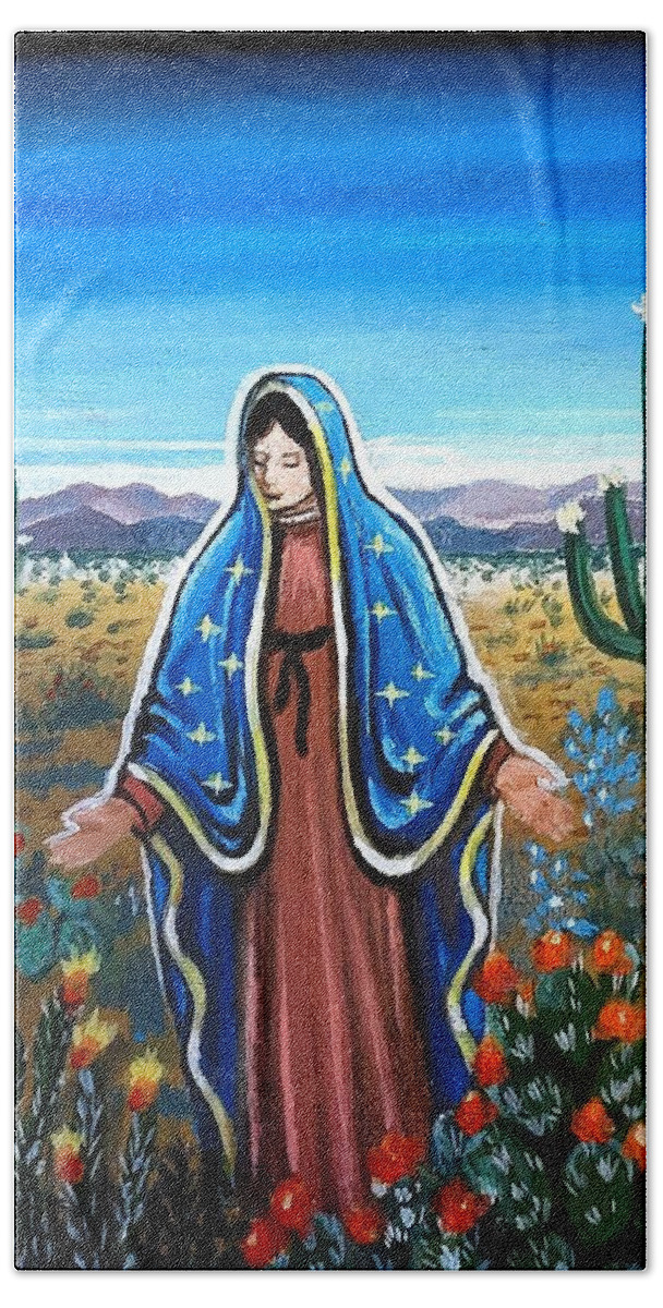  Bath Towel featuring the painting Desert Bloom by James RODERICK