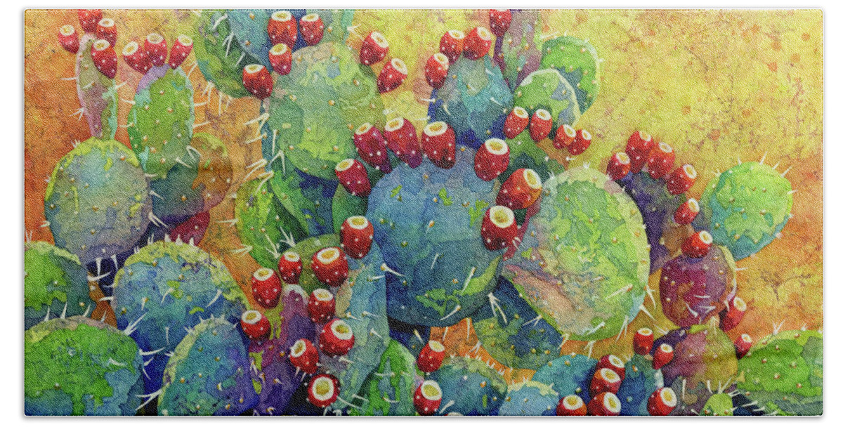 Cactus Bath Sheet featuring the painting Desert Gems by Hailey E Herrera