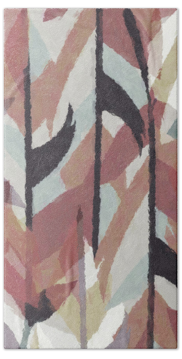 Desert Series Hand Towel featuring the painting Desert Leaves Abstract by Ink Well