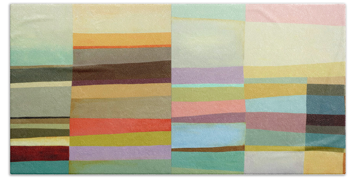Abstract Art Bath Towel featuring the digital art Desert Stripe Composite #9 by Jane Davies