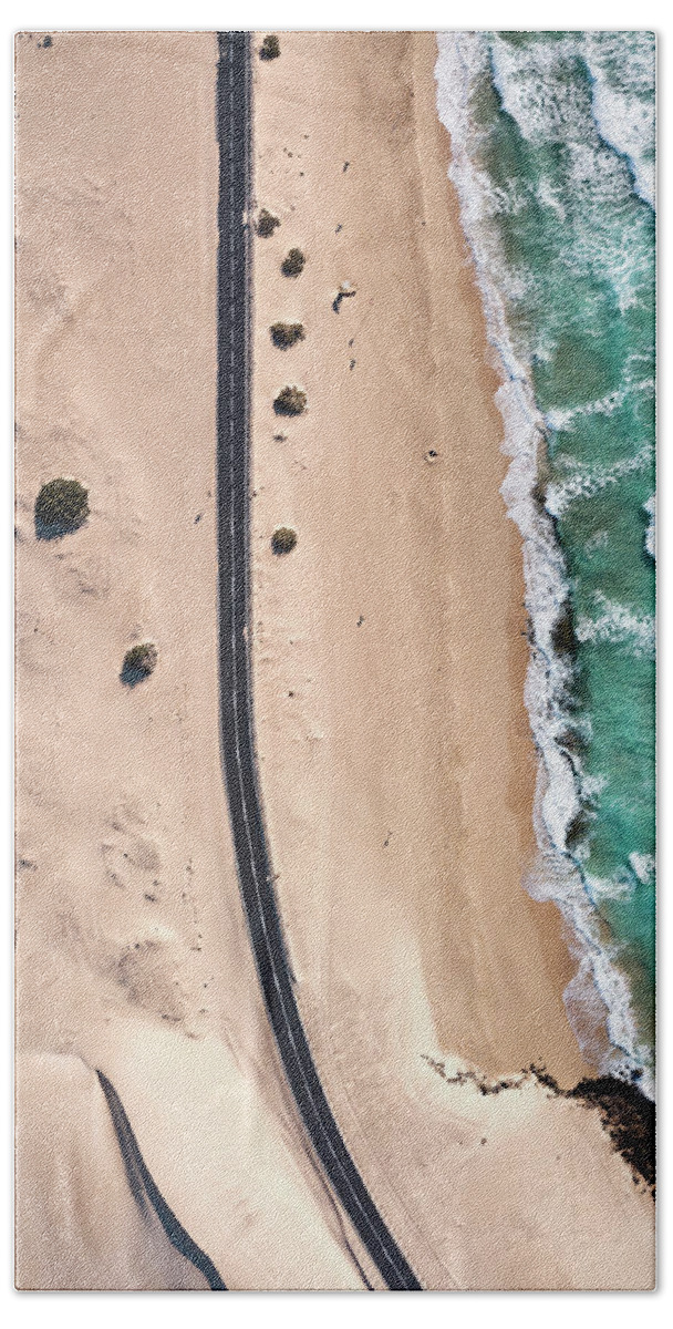 Above Bath Towel featuring the photograph Desert to Ocean Highway by Francesco Riccardo Iacomino