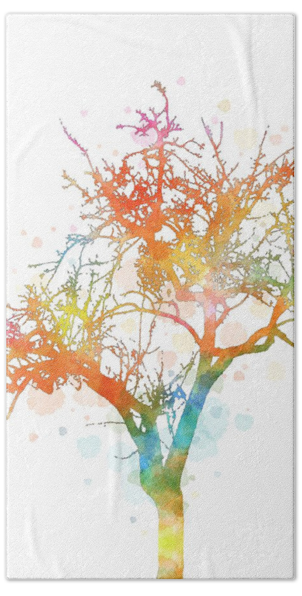 Tree Bath Towel featuring the digital art Design 169 multicolor tree by Lucie Dumas