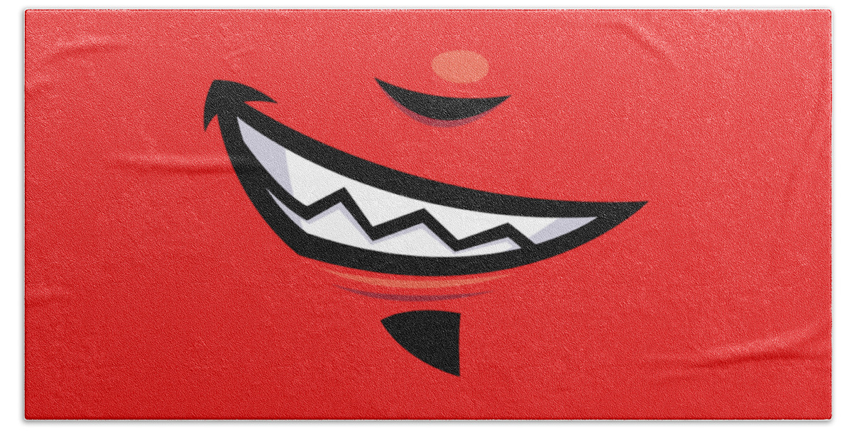 Grin Hand Towel featuring the digital art Devilish Grin Cartoon Mouth by John Schwegel