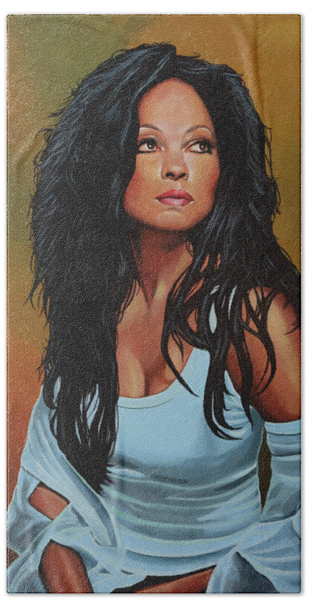 Diana Ross Bath Towel featuring the painting Diana Ross Painting by Paul Meijering