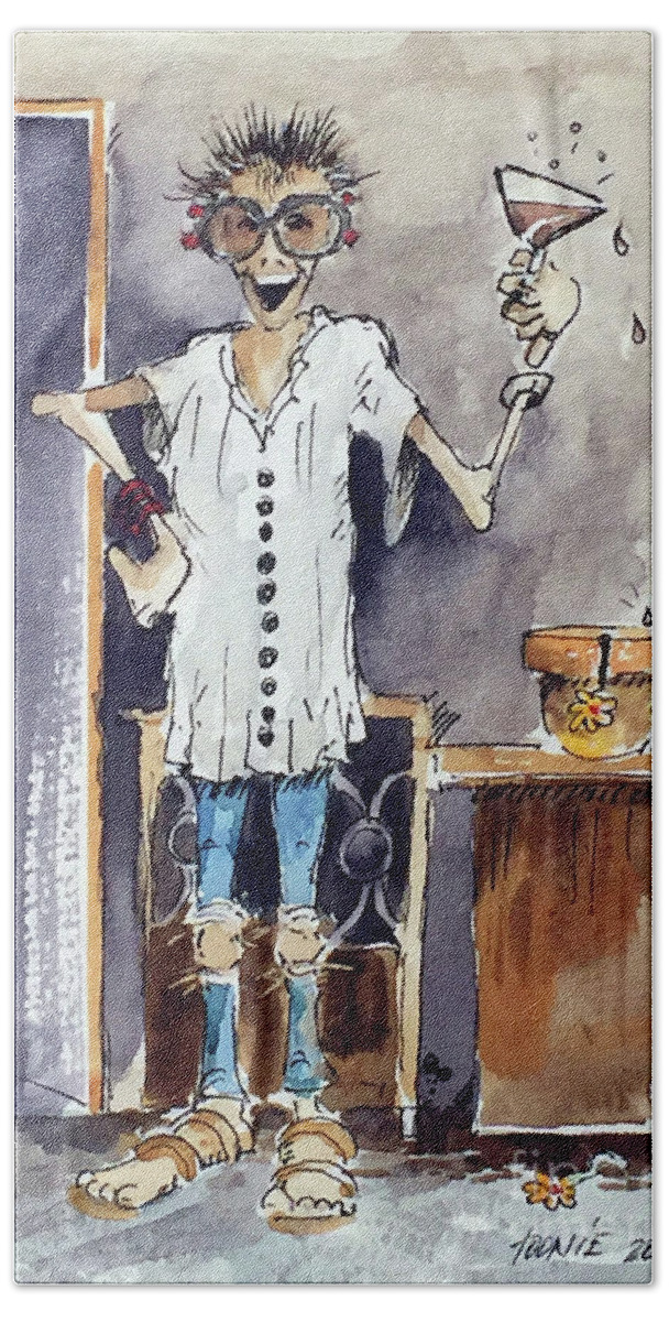 A Cartoon Of A Friend Bath Towel featuring the painting Diane Pefley by Monte Toon