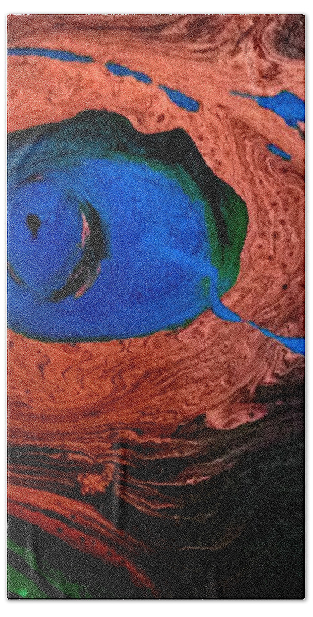 Eye Bath Towel featuring the painting Dinos Eye by Anna Adams
