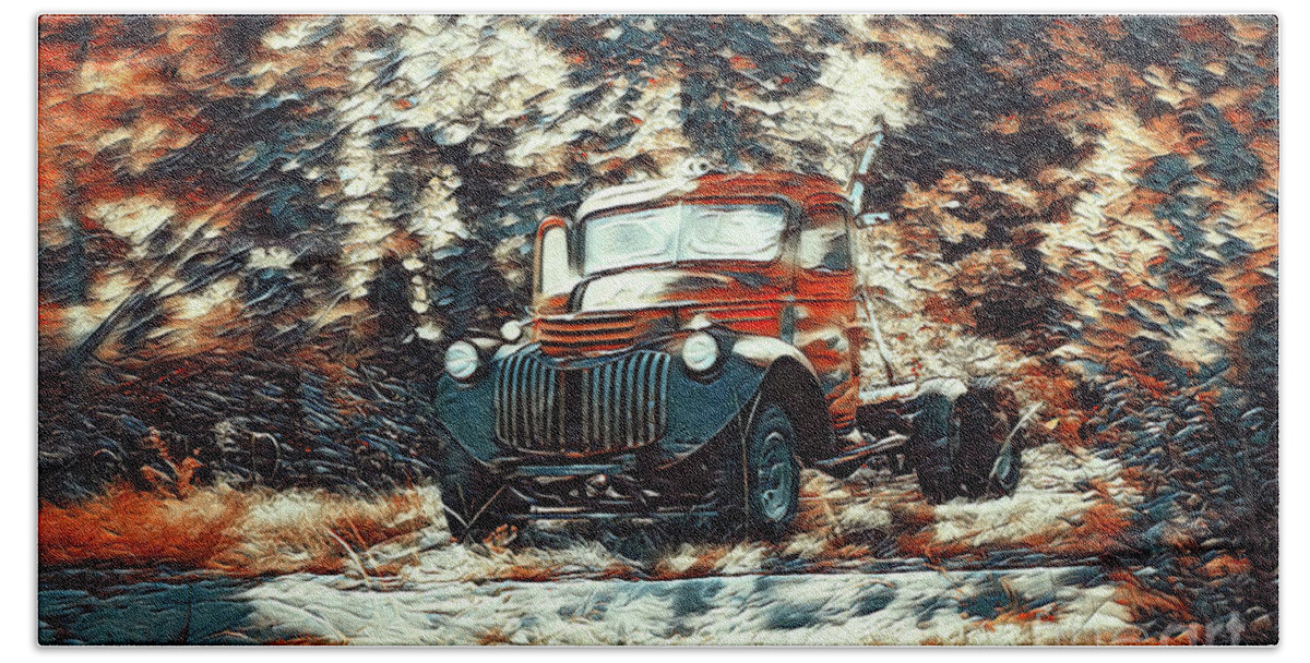 Trucks Bath Towel featuring the mixed media Disavowed 2 by DB Hayes