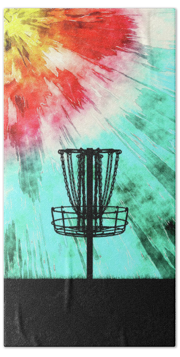 Disc Golf Bath Towel featuring the digital art Disc Golf Tie Dye by Phil Perkins