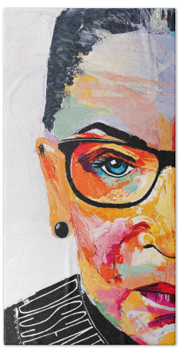 Portrait Hand Towel featuring the painting Dissent - Cropped by LA Smith