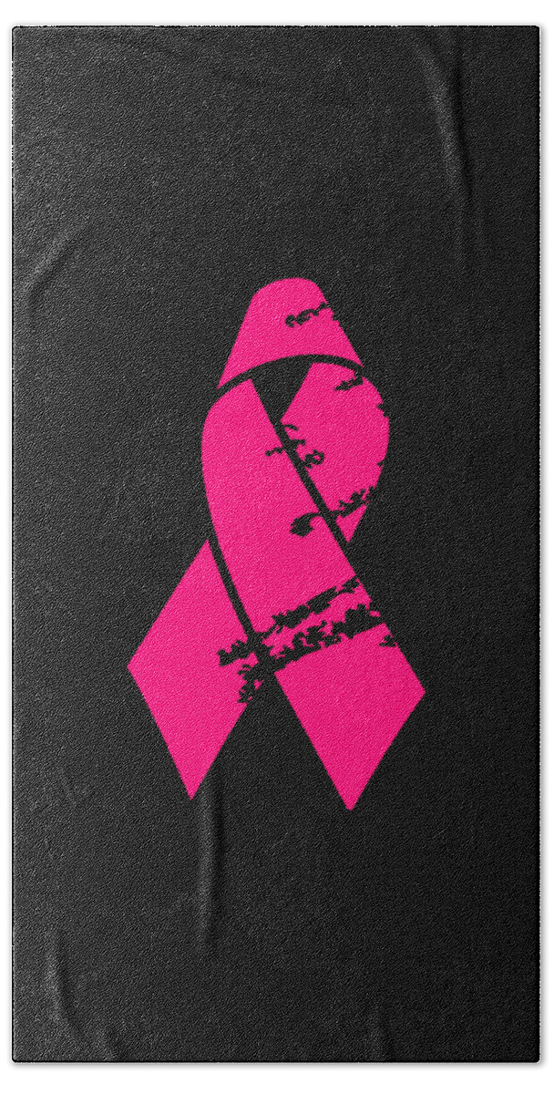 Funny Bath Towel featuring the digital art Distressed Pink Ribbon by Flippin Sweet Gear