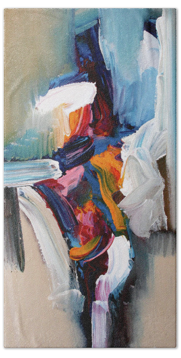 Abstract Bath Towel featuring the painting Divide By Zero by Jim Stallings
