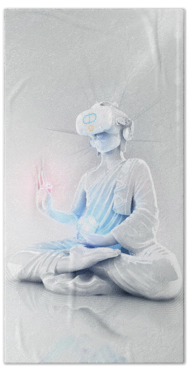 Divine Hand Towel featuring the digital art Divine Amnesia White by Filip Zaruba