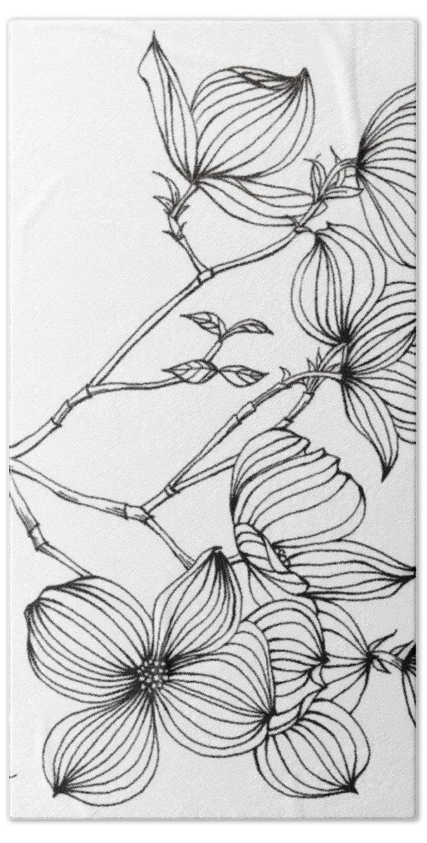 Dogwood Bath Towel featuring the drawing Dogwood II by Catherine Bede
