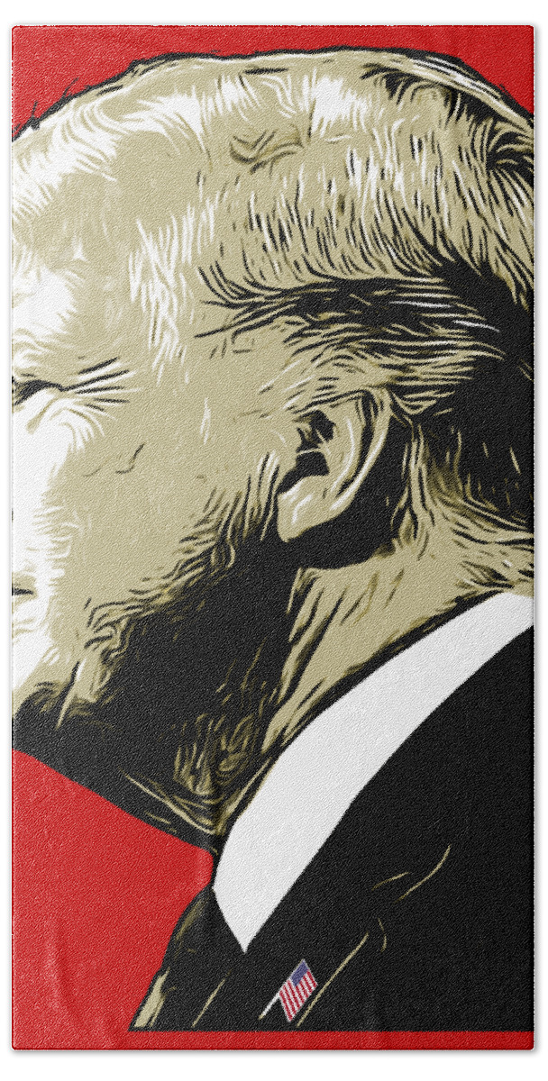 Trump Hand Towel featuring the digital art Donald Trump by Greg Joens
