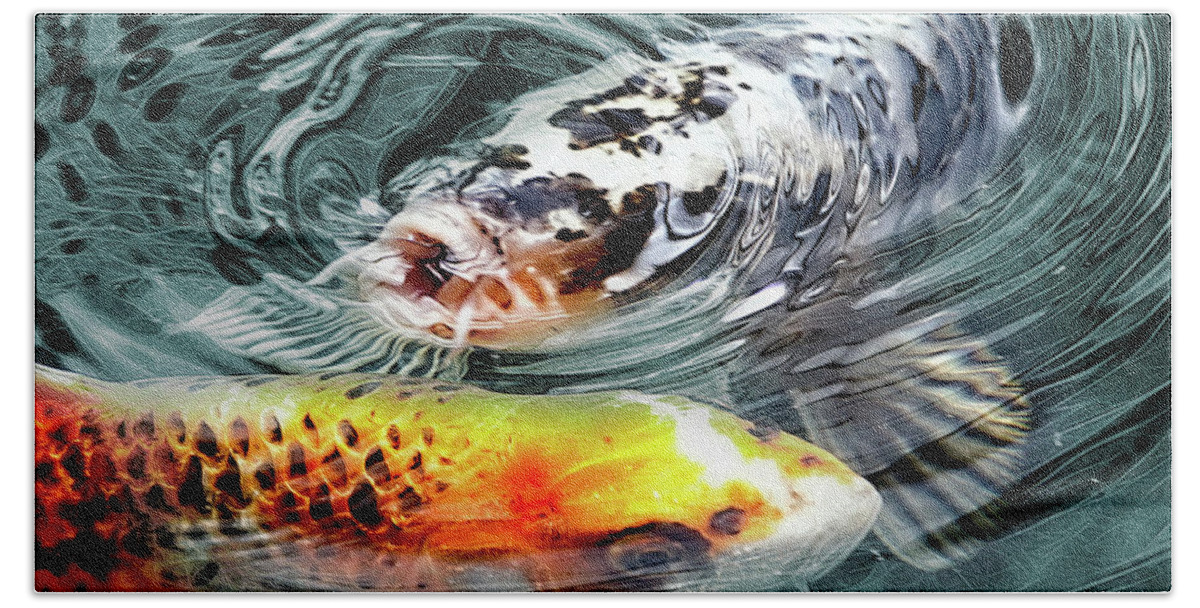 Koi Bath Towel featuring the photograph Don't Be Koi by Michael Frank