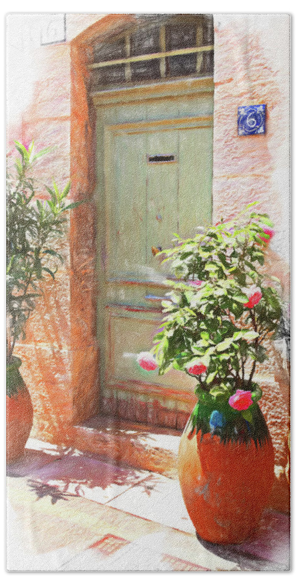 Door Hand Towel featuring the photograph Door in Saint Maximin La Sainte Baume, Provence by Tatiana Travelways
