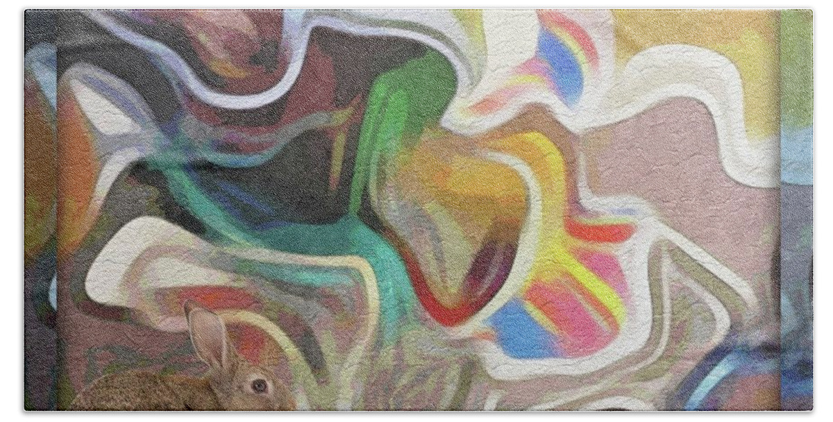 Abstract Art Hand Towel featuring the digital art Down the Rabbit Hole by Kathie Chicoine
