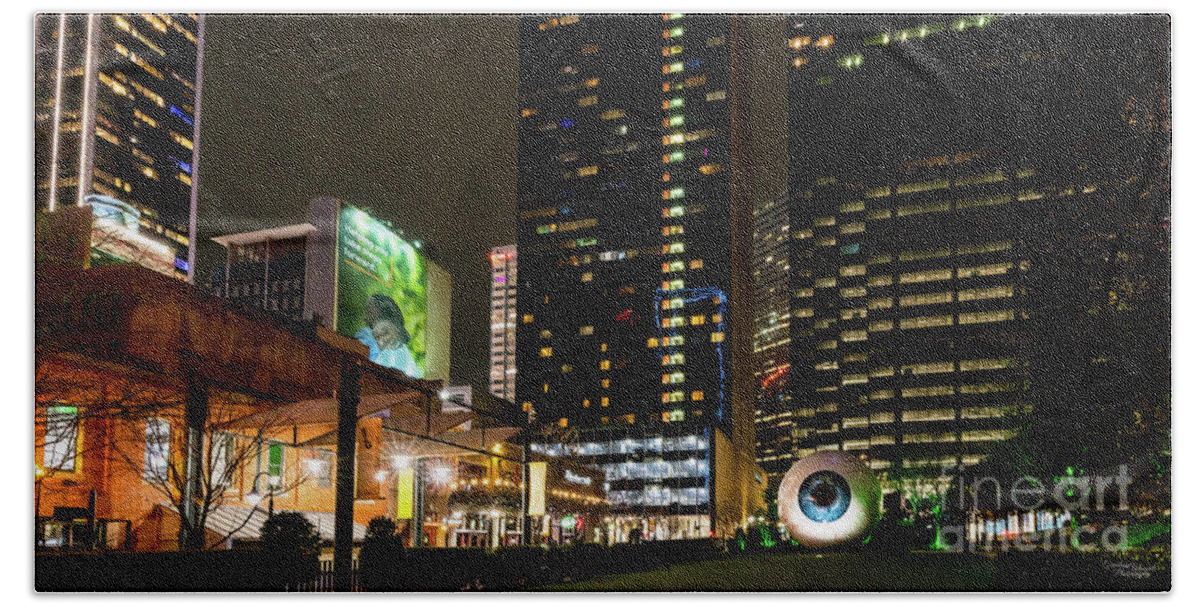 Dallas Bath Towel featuring the photograph Downtown Dallas At The Eyeball by Jennifer White