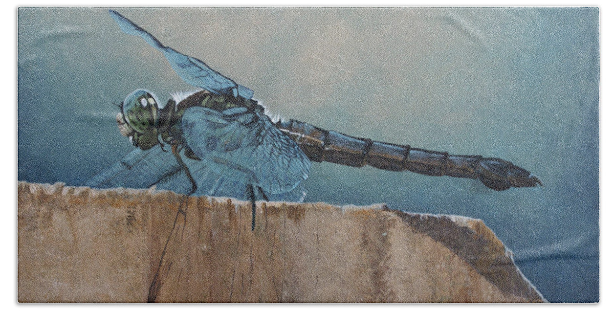Dragonfly Hand Towel featuring the painting Dragonfly by Heather E Harman