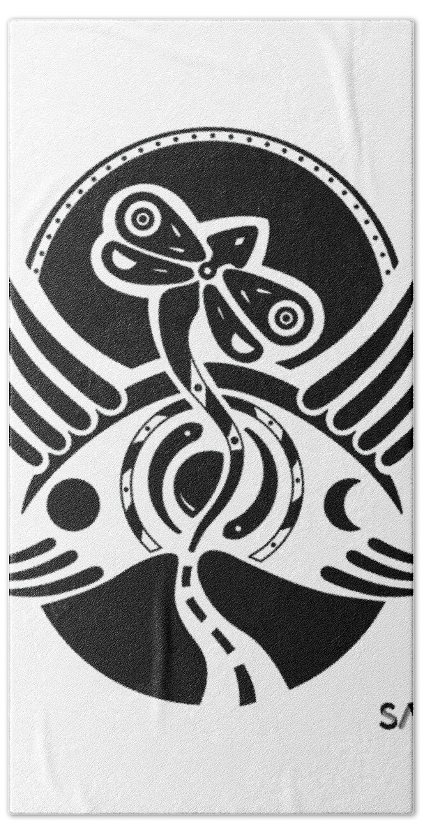 Black And White Hand Towel featuring the digital art Dragonfly by Silvio Ary Cavalcante