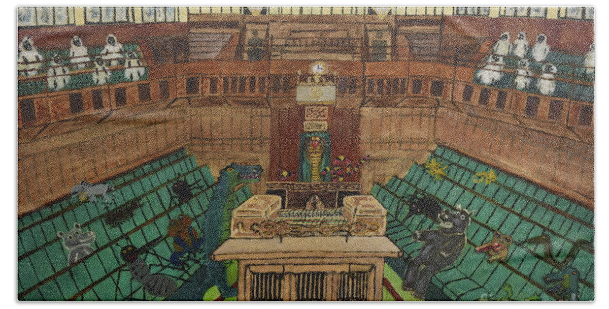Parliament Bath Towel featuring the painting Drain the Swamp by David Westwood