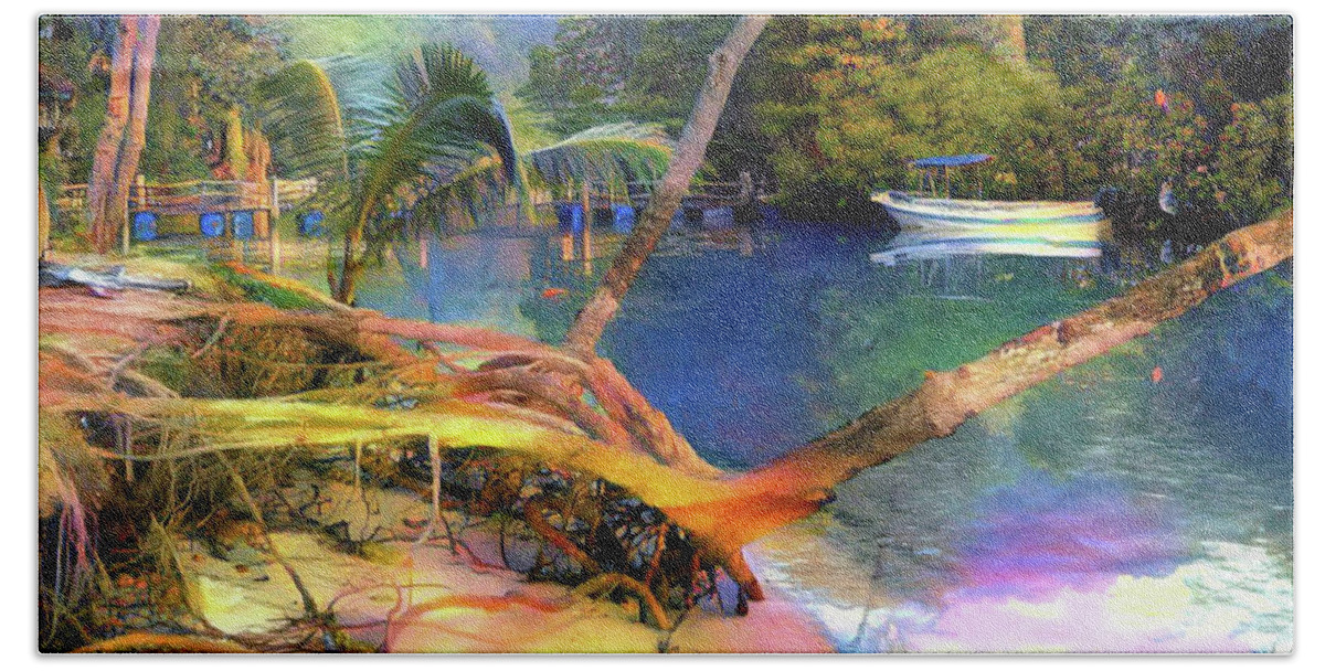Boat Hand Towel featuring the digital art Dream of Koh Chang, Thailand by Jeremy Holton