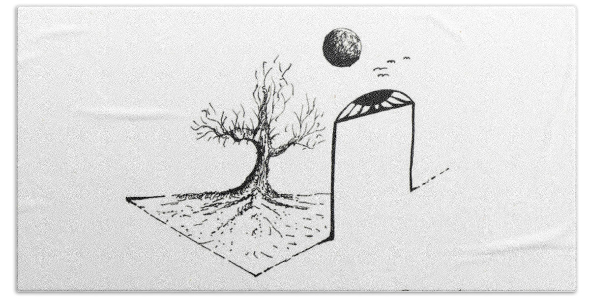 Ink Bath Towel featuring the drawing Dream Time by Raymond Fernandez