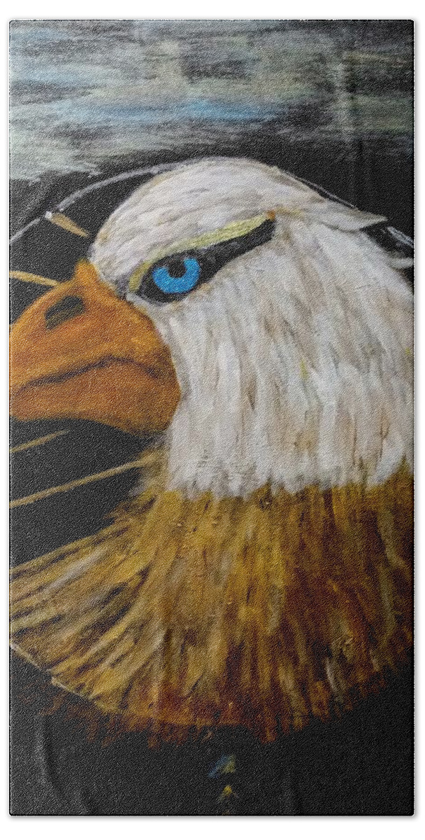 Eagle Bath Towel featuring the painting DreamCaught by Anna Adams