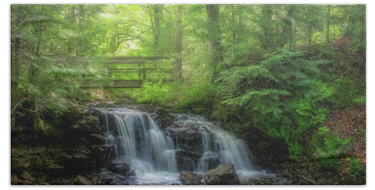 Waterfall Bath Towel featuring the photograph Dreaming at the Waterfall by Robert Carter