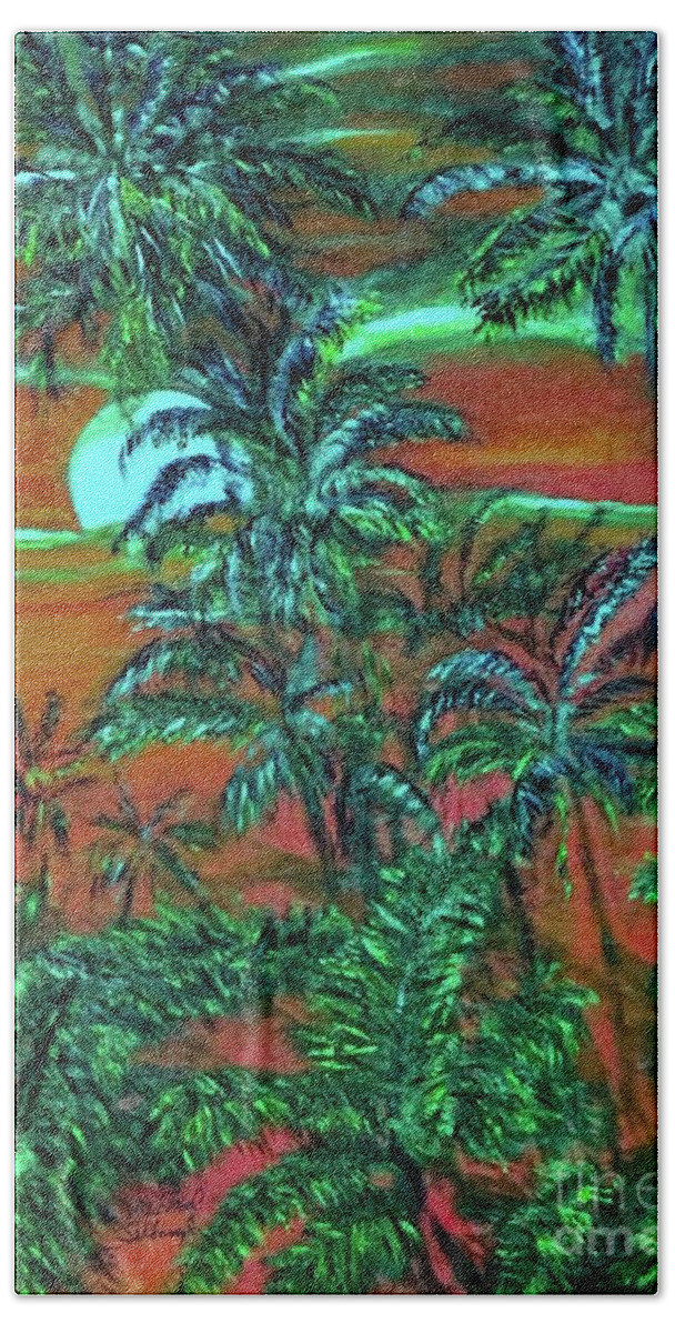 Mahina Hand Towel featuring the painting Dreaming Sky by Michael Silbaugh