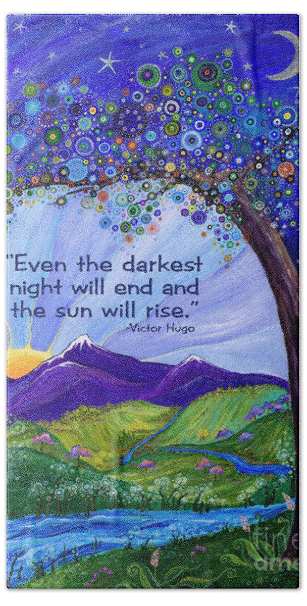 Dreaming Tree Hand Towel featuring the painting Dreaming Tree with Quote #2 by Tanielle Childers