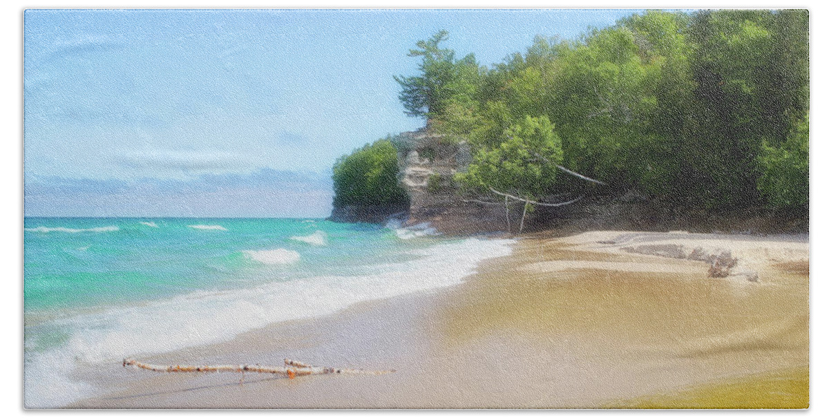 Day Hand Towel featuring the photograph Chapel Beach on Lake Superior by Robert Carter