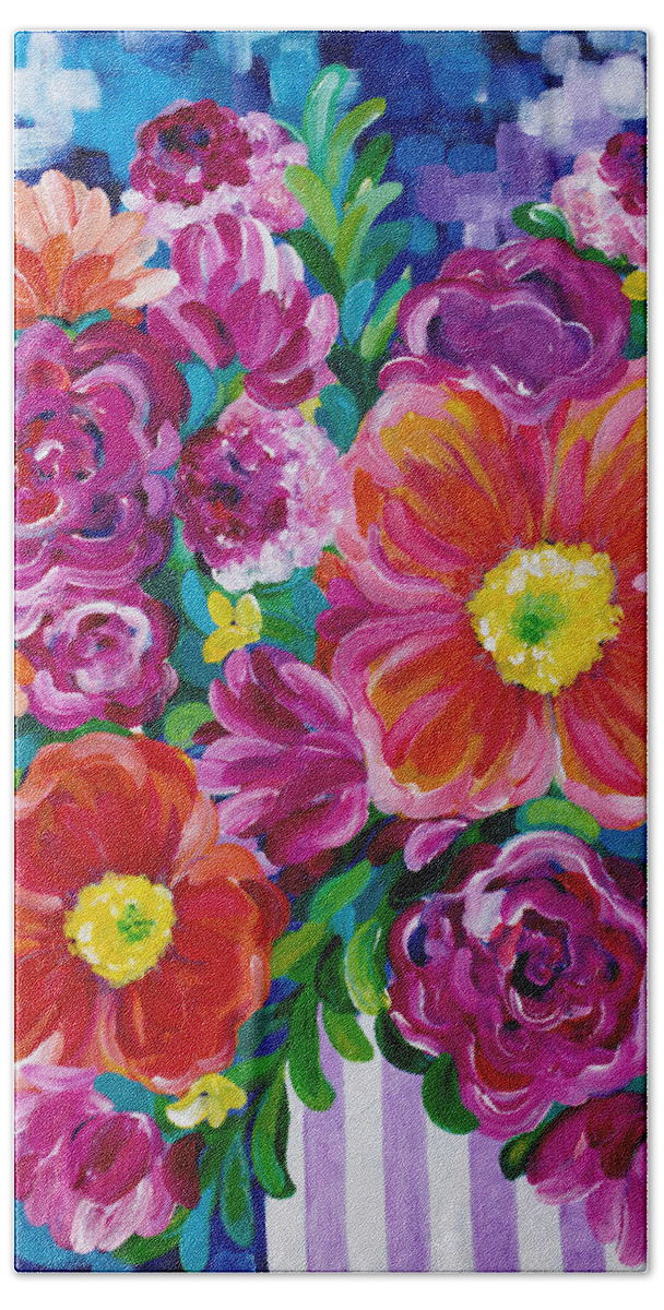 Flowers Bath Towel featuring the painting Dreams of Spring by Beth Ann Scott