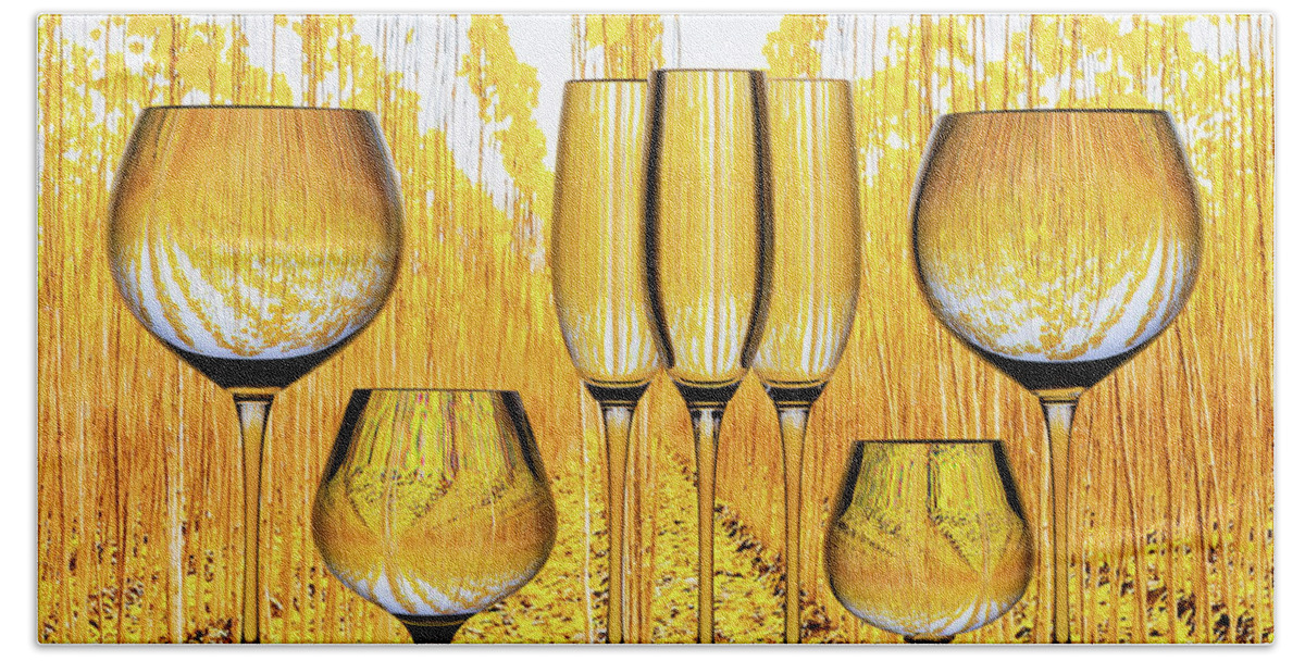 Refraction Bath Towel featuring the photograph Drinks Of Gold by Elvira Peretsman