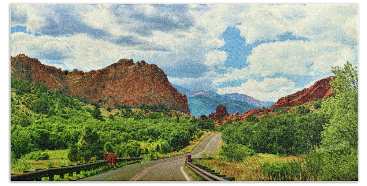 Colorado Hand Towel featuring the photograph Driving Through the Garden of the Gods by Ola Allen