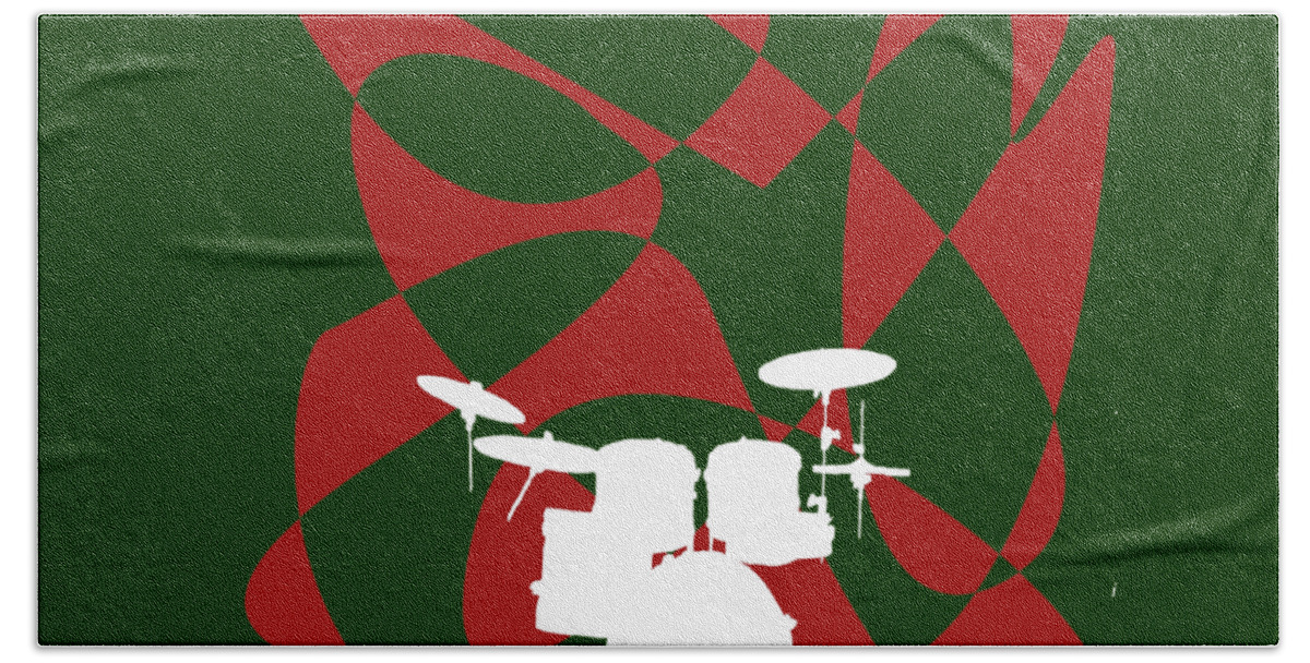 Drum Teacher Bath Towel featuring the digital art Drums in Green Strife by David Bridburg