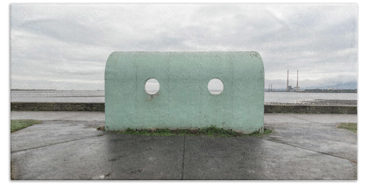 New Topographics Bath Towel featuring the photograph Dublin Bay Shelter by Stuart Allen