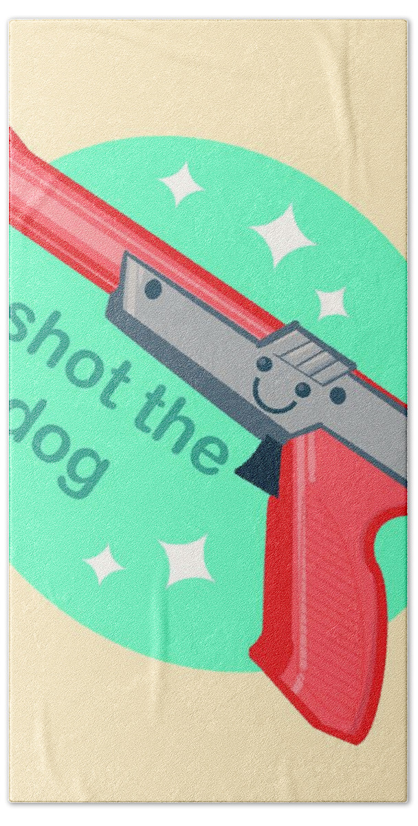 Gun Hand Towel featuring the drawing Duck Hunt by Ludwig Van Bacon