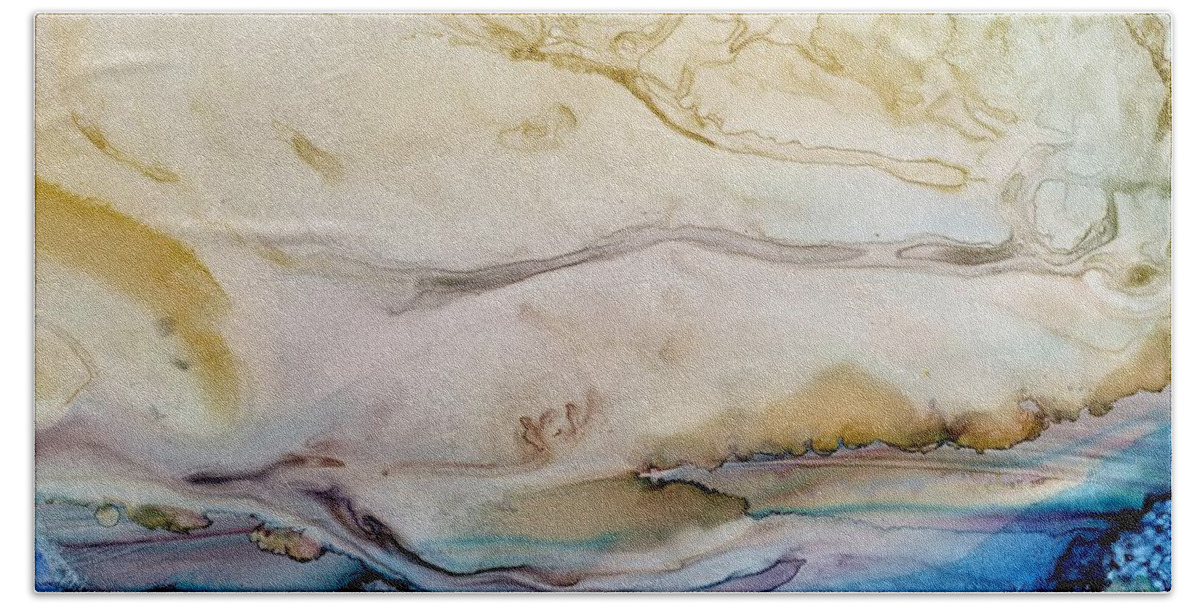 Cloud Bath Towel featuring the painting Dune walk by Angela Marinari