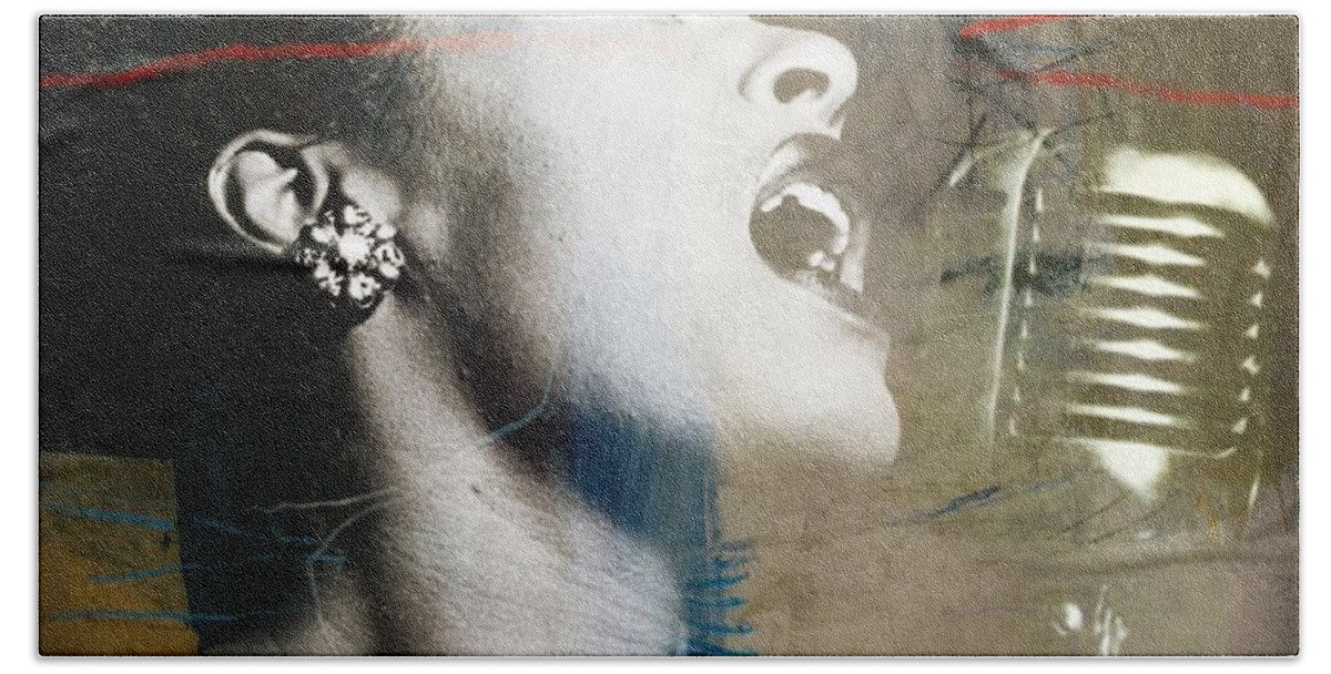 Billie Holiday Hand Towel featuring the digital art Dynamic Billie Holiday by Paul Lovering