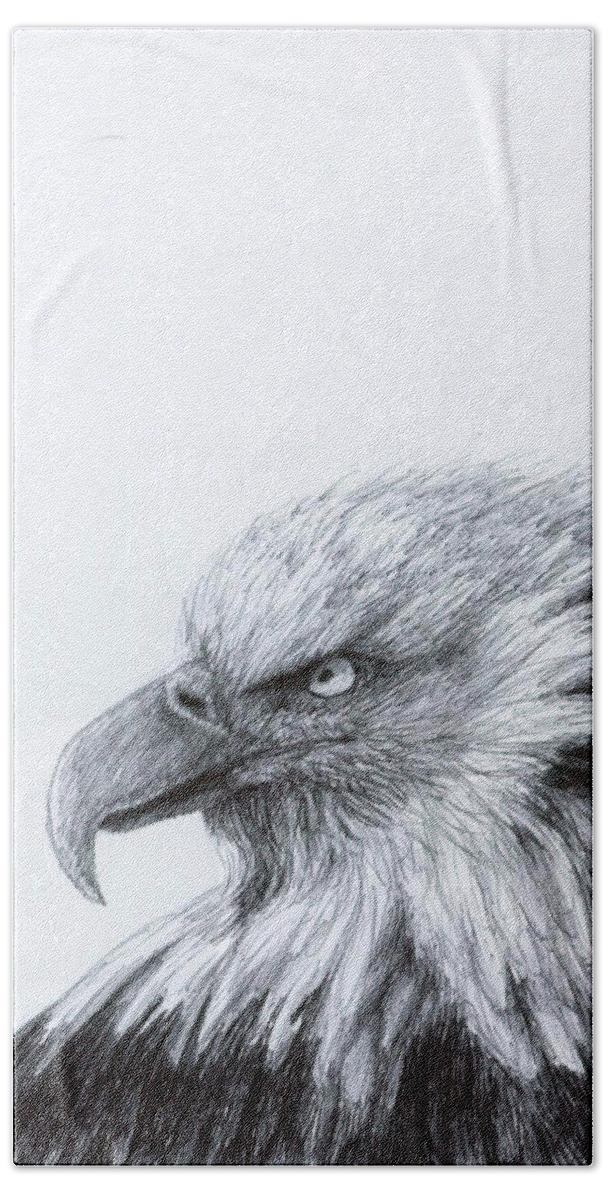 Bald Eagle Bath Towel featuring the drawing Eagle Eye Profile by Rick Hansen
