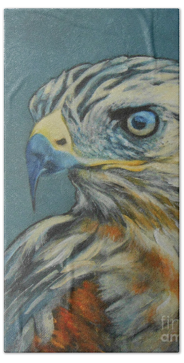Eagle No Fear Bath Towel featuring the painting Eagle - No Fear by Jane See
