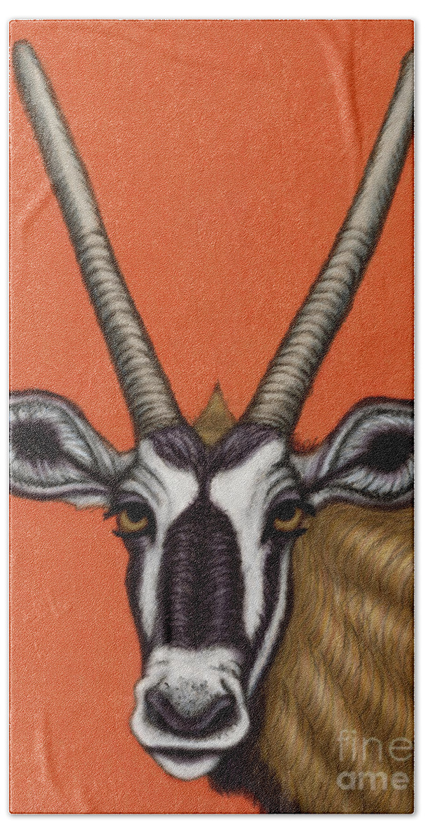 Antelope Bath Towel featuring the painting East African Oryx by Amy E Fraser